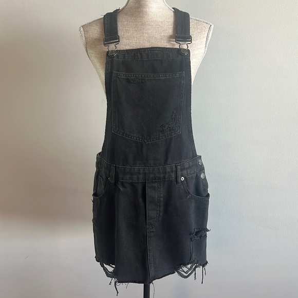 Garage | Medium | Black Denim | Overall Mini Dress| Western| Country|Rodeo - Picture 1 of 6